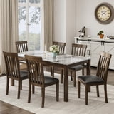 Merluxy 7 Piece Dining Table Set, 71" Solid Wood Table and Chairs ...