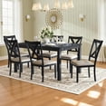 thumbnail image 1 of Merluxy 7-Piece Solid Wood Dining Table Set, 60" Farmhouse Dining Table with 6 Chairs, Dining Table Set for 6, Kitchen & Dining Room, Dark Grey, 1 of 10