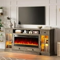 thumbnail image 1 of Merluxy 70” Fireplace TV Stand for 80" TV,Farmhouse TV Stand with 42" Fireplace & LED Lights,Entertainment Center with Storage Drawers, Light Oak, 1 of 7