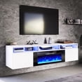 thumbnail image 1 of Merluxy 70" Floating TV Stand with Fireplace, Modern Wall Mounted Entertainment Center, Black/White, 1 of 9