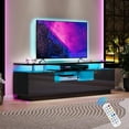 thumbnail image 1 of Merluxy 70" High Gloss TV Stand, 2 Tier TV Console Table for TVs up to 80in, Modern Entertainment Center, Living Room, Black, 1 of 9