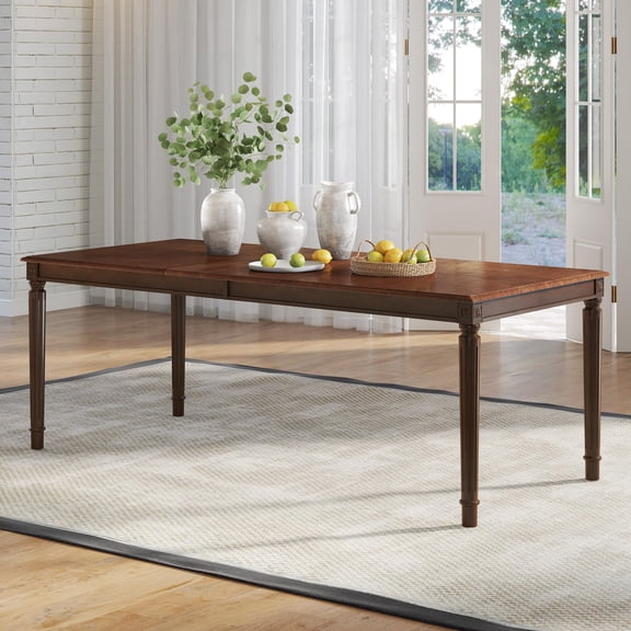 Merluxy 79 in Farmhouse Dining Table for 6 to 8, Large Rectangular Solid Wood Dining Table with Roman Conical Legs, for Family Gathering, Dark Brown