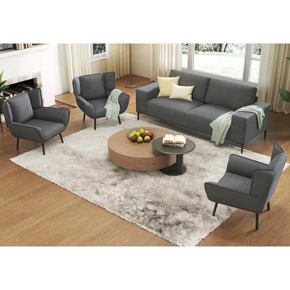 Merluxy 89 inch Sofa, Modern Couch with Extra Deep Seats, 3 Seater Sofa Chair Set, Grey Corduroy