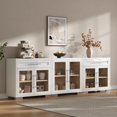 Modular Storage Table Merluxy 94.5 inch Modular Cabinet with Glass Doors and 2-Drawer Storage ...