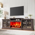 thumbnail image 1 of Merluxy 97" Farmhouse Fireplace TV Stand, Entertainment Center with Large Storage Space and Adjustable Shelf for Living Room, Rustic Brown, 1 of 8