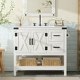 thumbnail image 1 of Merluxy Farmhouse Bathroom Vanity with Sink,Wood Barn Door Freestanding Bath Storage Cabinet,White, 1 of 10