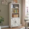 thumbnail image 1 of Merluxy Farmhouse Bookcase with Doors, Bookshlf Storage Cabine with Adjustable Shelves & Barn Door, Pantry Cabinet for Kitchen, Rustic White, 1 of 9