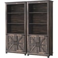 thumbnail image 1 of Merluxy Farmhouse Bookcase with Doors, Bookshlf Storage Cabine with Adjustable Shelves & Barn Door, Pantry Cabinet for Kitchen, Rustic Oak Black(2pcs), 1 of 8
