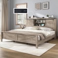 thumbnail image 1 of Merluxy 44" H farmhouse King Bed Frame with Storage Bookcase & Charging Station, Bedroom Furniture, Grey, 1 of 9