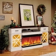 thumbnail image 1 of Merluxy Farmhouse LED Fireplace TV Stand with Fireplace, 70" Large Entertainment Center for TVs up to 80" with Door for Living Room, Barnwood+White, 1 of 8