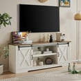 thumbnail image 1 of Merluxy Farmhouse TV Stand for 75"es TVs, 66" Entertainment Center with Adjustable Shelf & Feet, Console Table with Storage, Distressed White & Rustic, 1 of 8