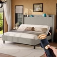 thumbnail image 1 of Merluxy Full Bed Frame,Smart Adjustable Bed Base,Charging Station,Storage Wingback Headboard,Corduroy Light Grey, 1 of 8