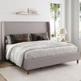 thumbnail image 1 of Merluxy Full Bed Frame with 51.2" Wingback Headboard,Linen Upholstered,No Box Spring Needed,Light Grey, 1 of 9