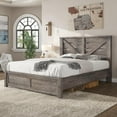 thumbnail image 1 of Merluxy Full Size Farmhouse Bed Frame with Barn Door Headboard, Platform Bed Frame with Wood Slats, Under Bed Storage Space, Rustic Gray, 1 of 8