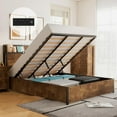 thumbnail image 1 of Merluxy Full Size Lift Up Storage Bed, Headboard & Charging Station, Rustic Brown, 1 of 8