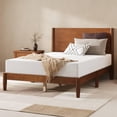thumbnail image 1 of Merluxy Solid Wood Full Size Bed Frame, Mid Century Modern Bed with Full Panel Headboard, Under-Bed Storage, Brown Walnut, 1 of 10