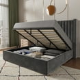 thumbnail image 1 of Merluxy King Bed Frame Lift Up Storage Bed, Velvet King Upholstered Bed Frame/Channel Tufted Wingback Headborad/No Box Spring Needed/Gray, 1 of 8