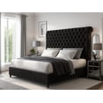 thumbnail image 1 of Merluxy King Bed Frame with 59.1" Sleigh Headboard,Velvet Upholstered,No Box Spring Needed,Black, 1 of 11