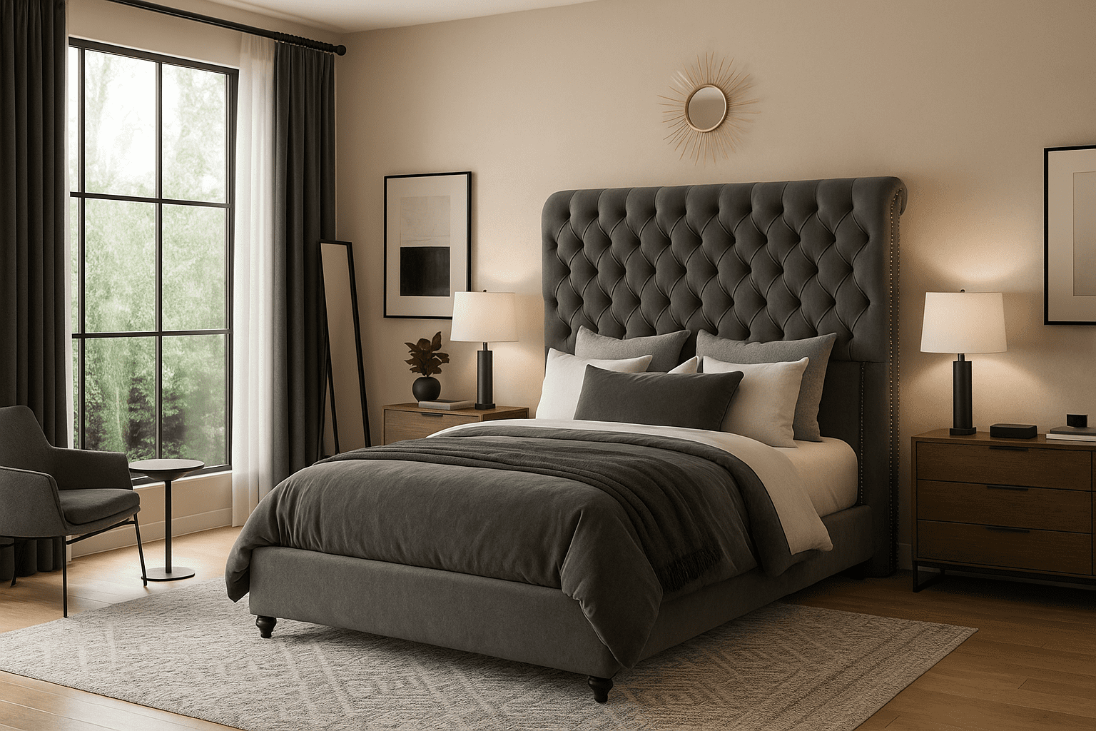 Merluxy King Bed Frame with 59.1" Sleigh Headboard,Velvet Upholstered,No Box Spring Needed,Light Gray