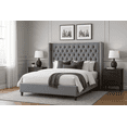 thumbnail image 1 of Merluxy King Bed Frame with Deep Button Tufted and Velvet Wingback Headboard,No Box Spring Needed,Light Gray, 1 of 10