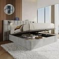 thumbnail image 1 of Merluxy King Size Upholstered Bed Frame with Widened Headboard,Lift-Up Storage Bed and Built-In Reading Light, Velvet Platform Frame, Crey, 1 of 8