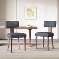 thumbnail image 1 of Merluxy Kitchen Chairs Set of 2, Modern Linen Chairs with Upholstered Curved Backrest & Seat, Hardwood Frame, Dark Grey, 1 of 6