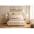 thumbnail image 1 of Merluxy LED Queen Bed Frame,Charging Station and Storage Upholstered Headboard/Velvet/Cream, 1 of 8