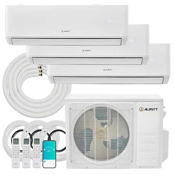 Merluxy Mini Split AC/Heating System, 28,000 Btu Odu, 22 SEER2 3 Zone 9K Btu Ductless Inverter Heat Pump, Wifi Enabled, 208-230V
