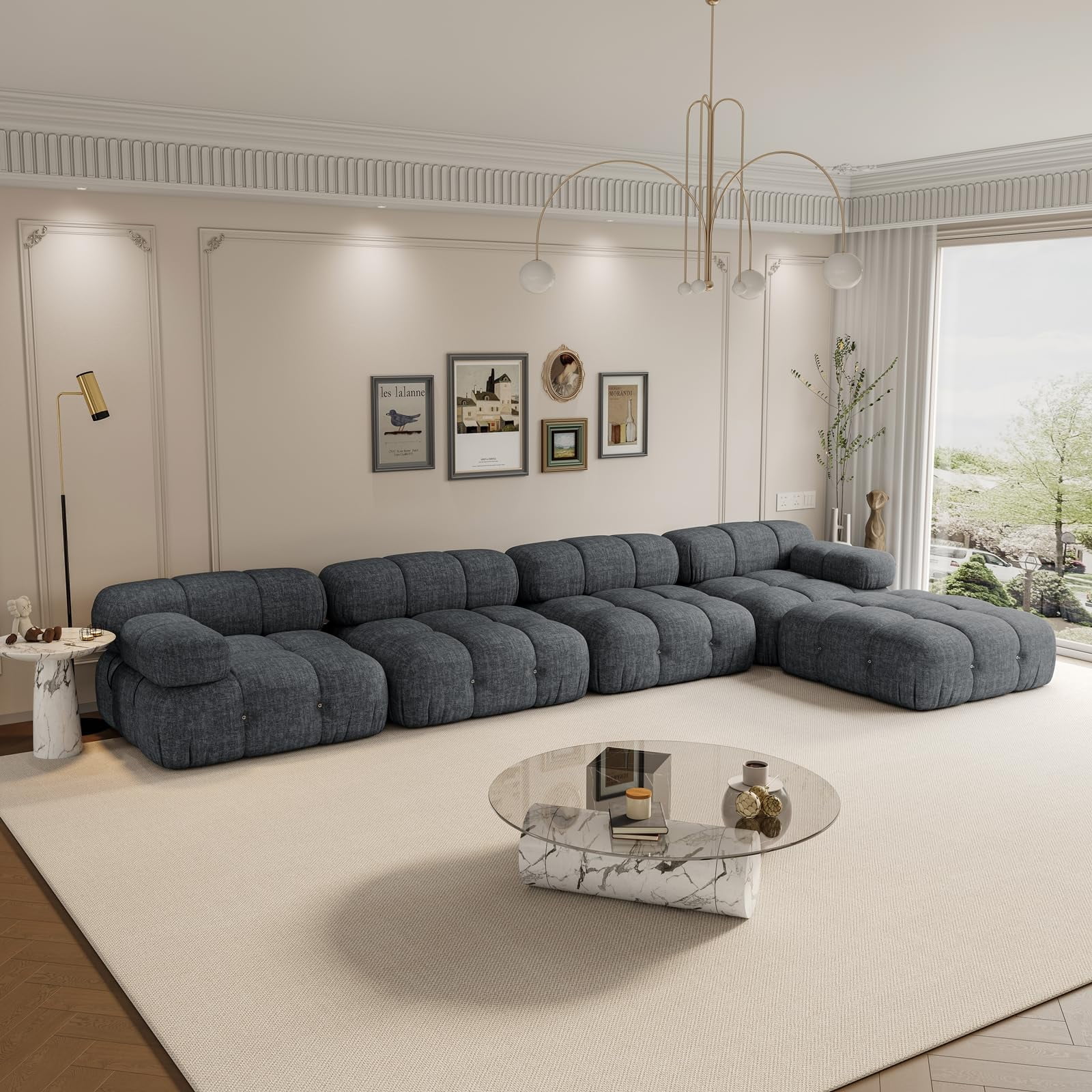 Merluxy Modular Compression Sectional Sofa Couches for Living Room, L ...