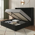 thumbnail image 1 of Merluxy Queen Bed Frame Lift Up Storage Bed, Velvet Queen Upholstered Bed Frame Channel Tufted Wingback Headborad/No Box Spring Needed/Black, 1 of 9