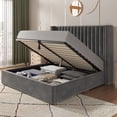 thumbnail image 1 of Merluxy Queen Bed Frame Lift Up Storage Bed, Velvet Queen Upholstered Bed Frame Channel Tufted Wingback Headborad/No Box Spring Needed/Gray, 1 of 9