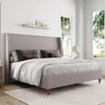 thumbnail image 1 of Merluxy Queen Bed Frame with 51.2" Wingback Headboard,Linen Upholstered,No Box Spring Needed,Light Grey, 1 of 9
