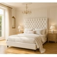 thumbnail image 1 of Merluxy Queen Bed Frame with 59.1" Sleigh Headboard,Velvet Upholstered,No Box Spring Needed,Cream, 1 of 10