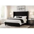 thumbnail image 1 of Merluxy Queen Bed Frame with Deep Button Tufted and Velvet Wingback Headboard,No Box Spring Needed,Black, 1 of 9