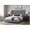 thumbnail image 1 of Merluxy Queen Bed Frame with Deep Button Tufted and Velvet Wingback Headboard,No Box Spring Needed,Light Gray, 1 of 9
