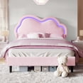 thumbnail image 1 of Merluxy Queen Bed Frame with LED Light,Adjustable Cloud Headboard,No Box Spring Needed,Pink, 1 of 9