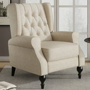 Merluxy Recliner Chair for Living Room,Classic Tufted,Widened Armrest and High Wingback,Fabric Beige