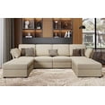 thumbnail image 1 of Merluxy Sectional Couch, U Shaped Sofa with Ottomans, 8 Seats Sofa for Living Room, Beige Chenille, 1 of 5