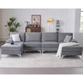 thumbnail image 1 of Merluxy Sectional Sofa, 6 Seater Couches with Ottomans, U Shaped Sofa for Living Room, Gray Chenille, 1 of 6