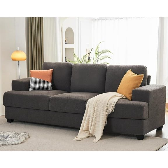 Merluxy Sofa, 89 inch 3 Seater Couch with Deep Seats, Comfy Couches for Living Room(Grey BouclÃ©)