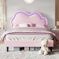 thumbnail image 1 of Merluxy Twin Bed Frame with LED Light,Adjustable Cloud Headboard,No Box Spring Needed,Pink, 1 of 9