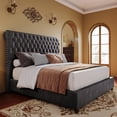 thumbnail image 1 of Merluxy Upholstered Queen Bed Frame with Headboard Sleigh PlatformTufted Bed/Dark Gray, 1 of 17