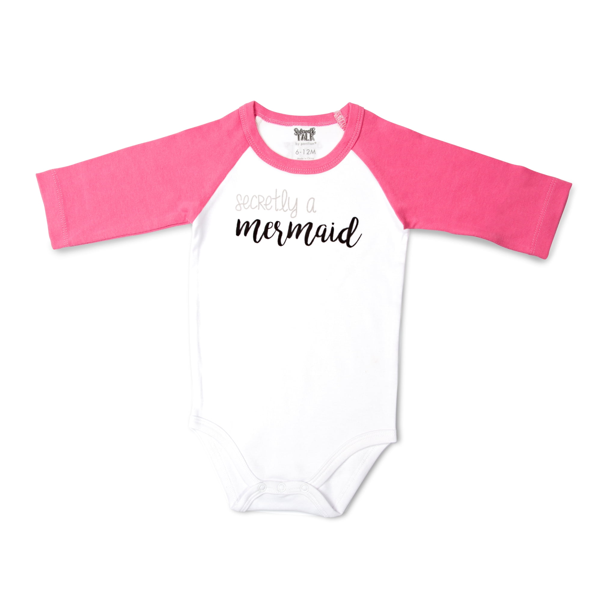 Pavilion Gift Company - Mermaid - 12-24 Months 3/4 Length Pink Sleeve Onesie