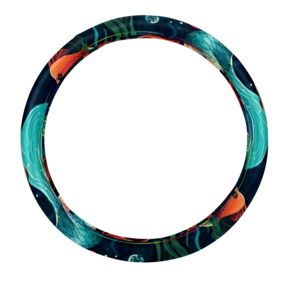 Mermaid 14.5 Inch Printing PVC Leather Car Wheel Cover Steering Wheel Cover Auto Accessories