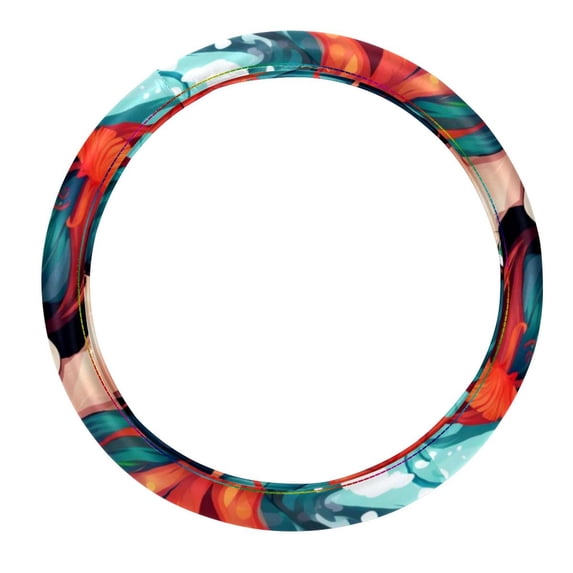 Mermaid 14.5 Inch Printing PVC Leather Car Wheel Cover Steering Wheel Cover Auto Accessories