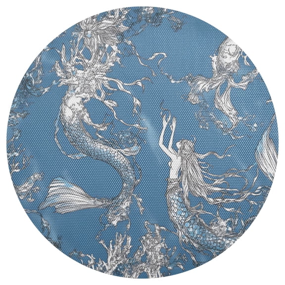 Mermaid 15.4in Diameter PVC Plate Mat, Heat-Resistant and Cuttable, Kitchen Decor