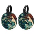 thumbnail image 1 of Mermaid 2pcs PU Leather Round Bag Tags Suitcase Handbag Tags with Privacy Cover and Name ID Tag for Travel Luggage, Handbags, Backpacks, School Bags, 1 of 6