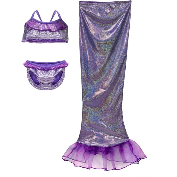 Mermaid 3 piece Set, Purple - Lg/Xlg