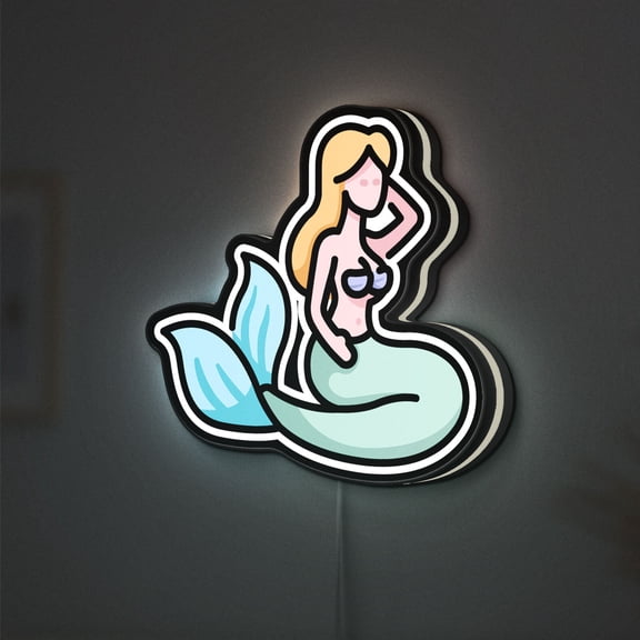 Mermaid 3D Novelty Light Box, Cute Ocean Fantasy Decor, Magical Sea Creature Room Light (Height 20 inch, 50cm)