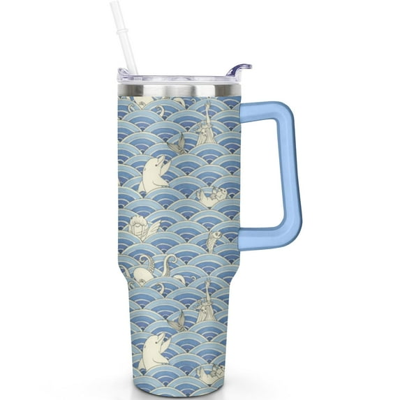 Mermaid 40 oz Tumbler Outdoor Enthusiasts Handle LeakProof Lid 40oz Mermaid Theme Tumbler Straw Double Insulated CampingHiking Travel Accessories Must Have